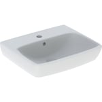 Lavamanos serie Abalona Square de Geberit. Toma de grifo: centro. Rebosadero: visible